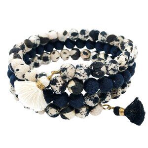 Fair Trade Indigo Denim Blue Bracelet Upcycled Kantha Fabric Boho Handmade